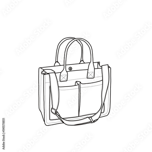 Tote bags for women, laptop bags, crossbody bag, purse handbags, shoulder bag, and travel messenger bag. Vector illustration of top handle bag icon line isolated on a white background
