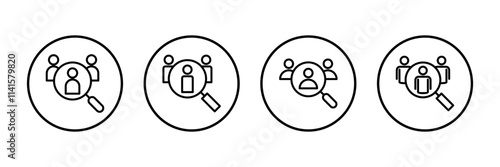 Hiring icon vector isolated on white background. Human resources concept. Recruitment. Search job vacancy icon. Hire. Find people icon