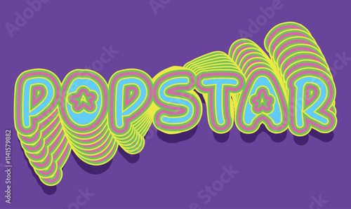Retro Neon Popstar 3D Text Effect on Pastel Purple Background