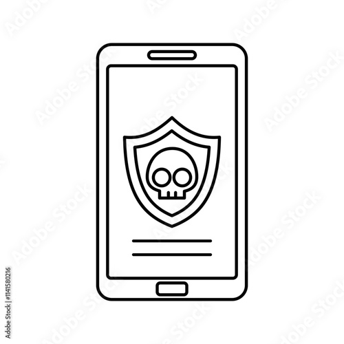 Malware Alert Outline Icon with black color palette in outline style. perfect for designs with a theme of cyber security and internet and device protection software
