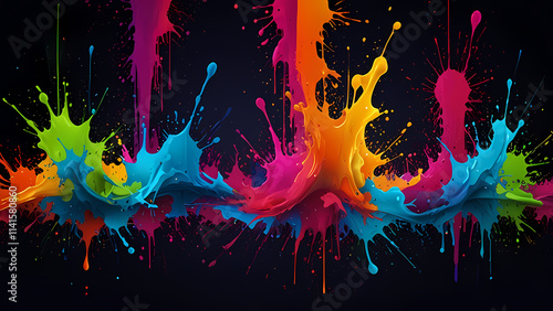 a vibrant, flat abstract background featuring a neon paint splash theme. photo