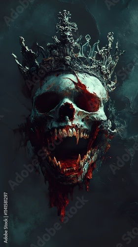 Bloody Crowned Skull: Dark Fantasy Horror Art photo