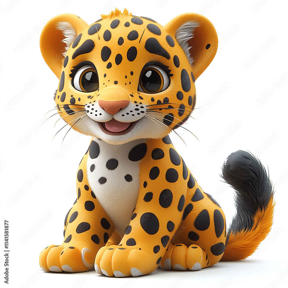 Cute 3D Leopard Animated Character Illustration Cute 3D Leopard Animated Character Illustration