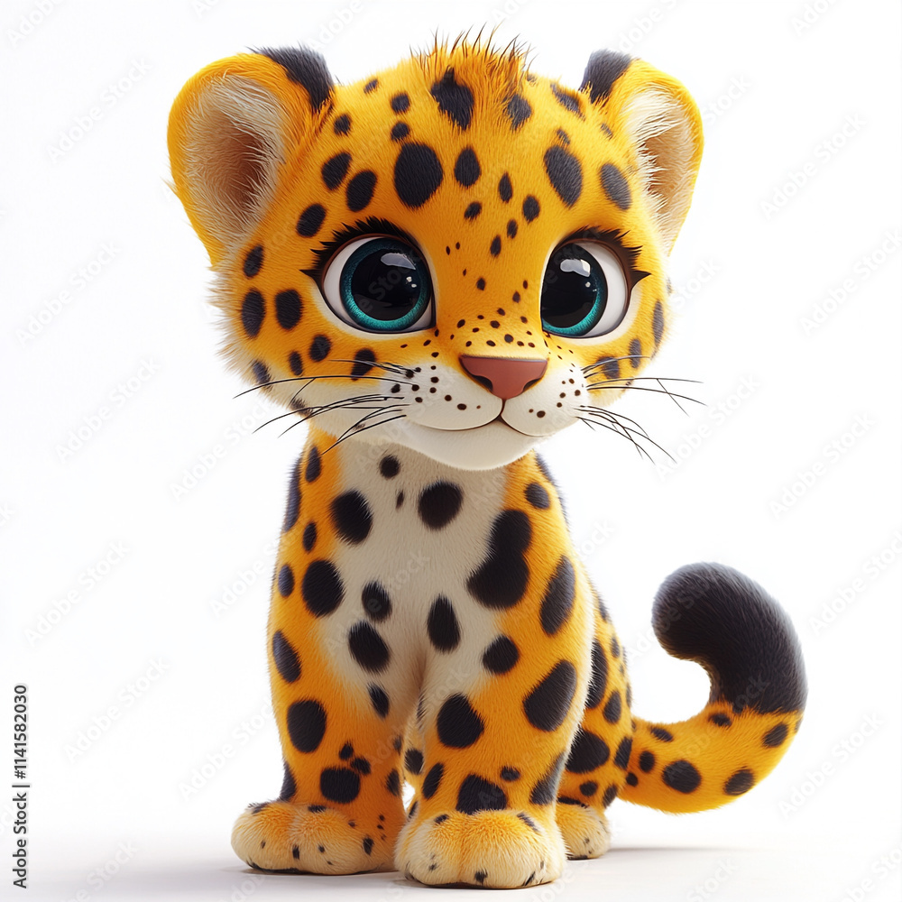 Cute 3D Leopard Animated Character Illustration Cute 3D Leopard Animated Character Illustration