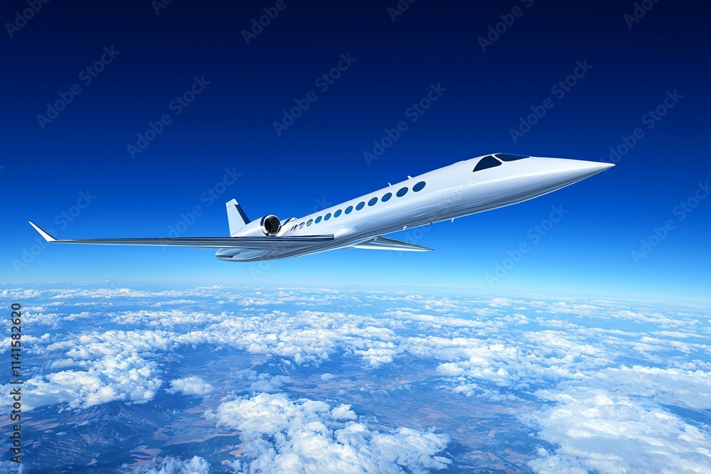 A sleek airplane glides effortlessly against a vibrant blue sky, accentuating the white fuselage amidst a limitless horizon. A sleek airplane glides effortlessly against a vibrant blue sky, accentuating the white fuselage amidst a limitless horizon.