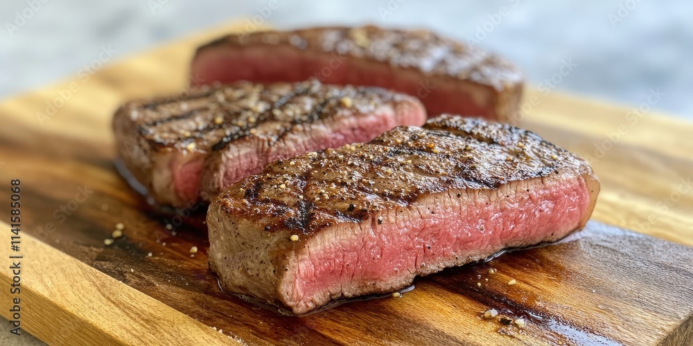 Thick steak grilled to perfection on an outdoor barbecue, showcasing mouthwatering char and juicy tenderness.