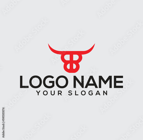 bb buffalo logo design vector icon symbol.Letter BB Horned bull logo design. Letter BB Horned Taurus Abstract Monogram Creative Icon Modern Logo  Design Template Element Vector.