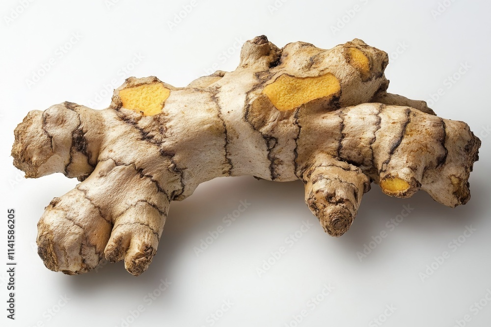 A Turmeric rhizome on white background , Generative AI A Turmeric rhizome on white background , Generative AI