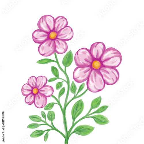 Watercolor flower design, beautiful pink flowers