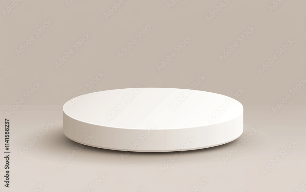 White circular display platform on a neutral backdrop for product showcasing White circular display platform on a neutral backdrop for product showcasing