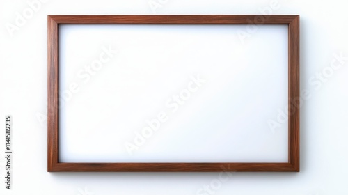A simple wooden frame with a blank white background, perfect for displaying artwork or photographs.