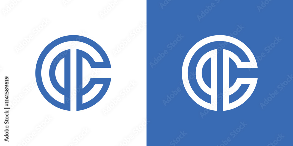 Q and C letter combination logo in circle, business logo Q and C letter combination logo in circle, business logo