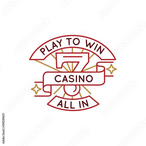 Simple Logo with Casino Play to Win Icon, representing wealth and high stake gambling. For casino, gaming, and financial themes in apps and websites. Vector illustration