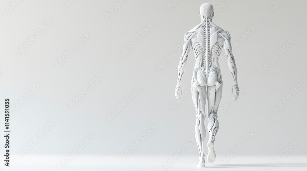 White Muscular Man Walking Away, Anatomy Study White Muscular Man Walking Away, Anatomy Study