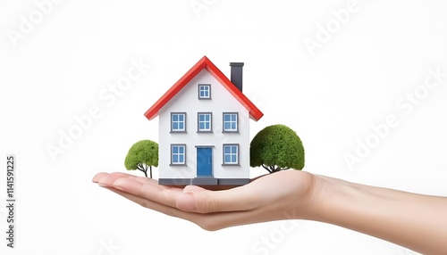 Hand Holding a Miniature House Symbolizing Home Ownership and Security