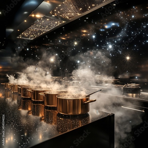 Wallpaper Mural Ethereal Starry Reflection Steamy Tub in a Cosmic Landscape Torontodigital.ca