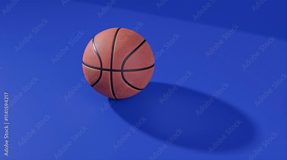 A basketball on a blue surface A basketball on a blue surface