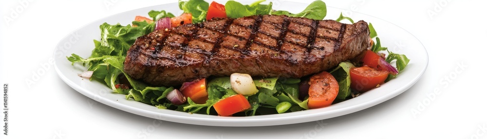 Sizzling steak served with a vibrant fresh garden salad, perfect for a delicious outdoor meal. Sizzling steak served with a vibrant fresh garden salad, perfect for a delicious outdoor meal.