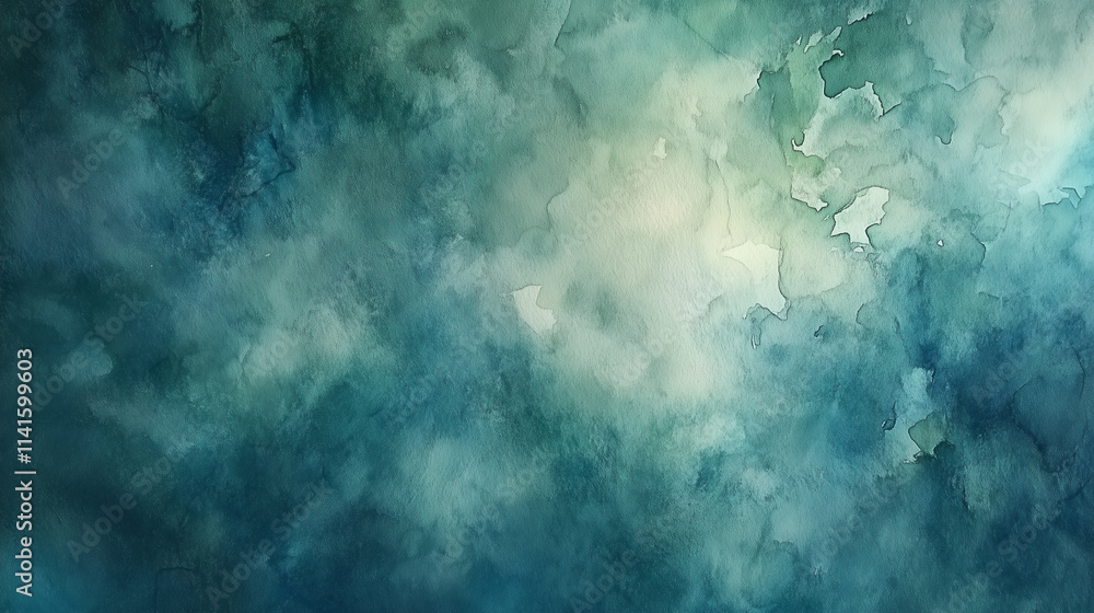 Obraz premium Abstract Watercolor Art in Aquamarine and Teal, Featuring Subtle Transitions for Elegant Design Projects.