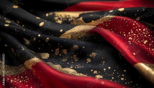 Red Black Gold Fabric Texture Abstract Background Illustration
