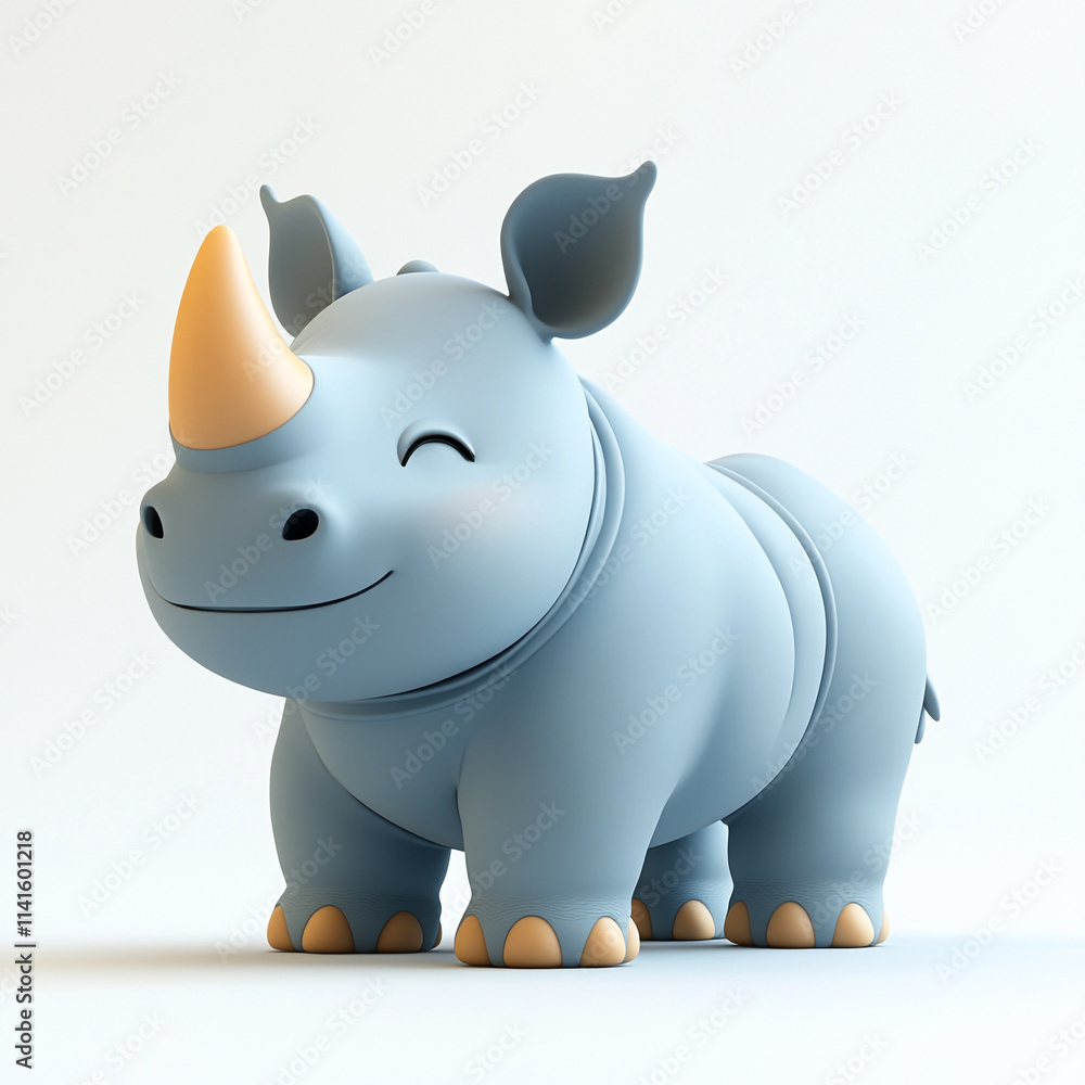 Cute 3D Rhinoceros Animated Character Illustration Cute 3D Rhinoceros Animated Character Illustration