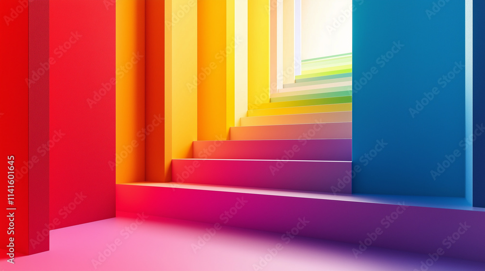 Fototapeta premium Bright and Bold Rainbow Gradient Transitioning Through All Colors for Playful and Vibrant Visuals.