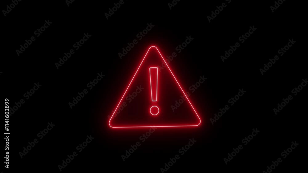 Neon warning icon, red flicker. Glowing neon exclamation mark, looped color blink animation. Caution signal, alert, urgent attention. Neon glowing warning symbol icon on black background animation
Neon warning icon, red flicker. Glowing neon exclamation mark, looped color blink animation. Caution signal, alert, urgent attention. Neon glowing warning symbol icon on black background animation