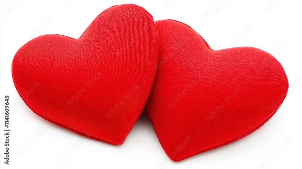 Two vibrant red heart-shaped cushions enhance any space, perfect for gifts or decorations. Two vibrant red heart-shaped cushions enhance any space, perfect for gifts or decorations.