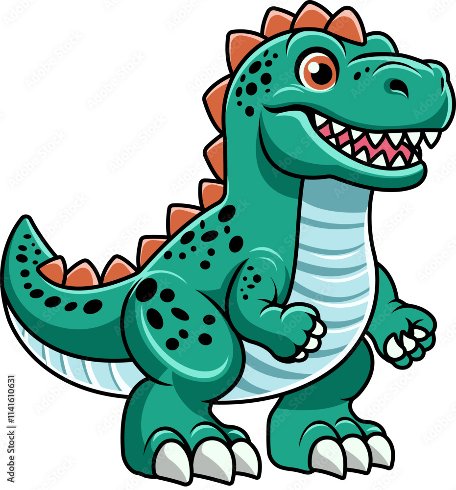 Naklejka premium Funny Tyrannosaurus Rex Dinosaur Cartoon Character Illustration