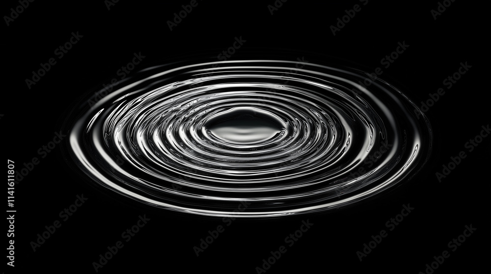 Elegant Series of Evenly Spaced Concentric Ripples in a Clear Liquid, Photographed from a Top-Down View.