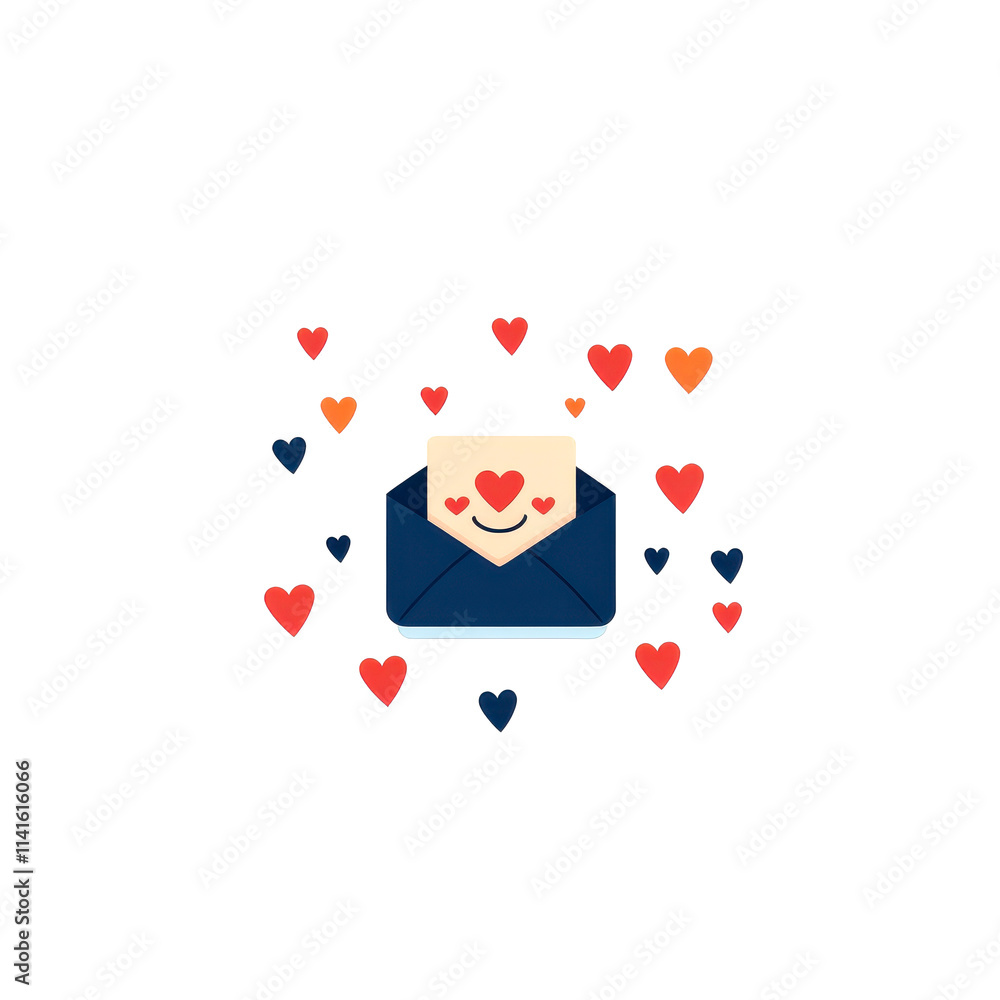 Obraz premium A cheerful envelope surrounded by colorful hearts, symbolizing love and affection in communication.