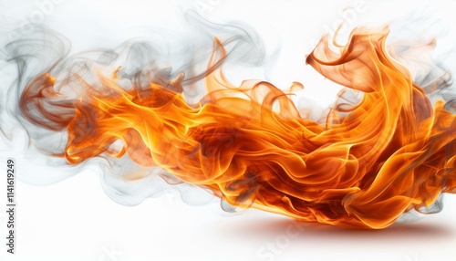 Blazing Fury: Swirling Fire and Smoke Symbolizing Energy and Dynamic Movement
