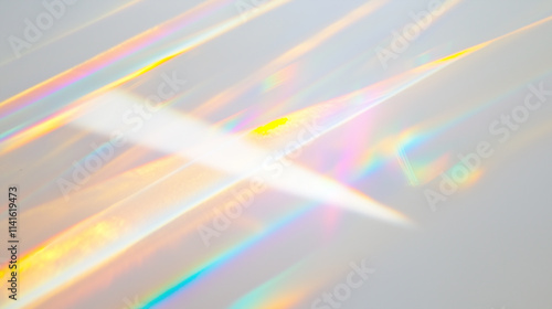 Minimalist Rainbow Light Reflections with Crisp Edges on a White Canvas, Offering a Pure and Clean Visual Experience.