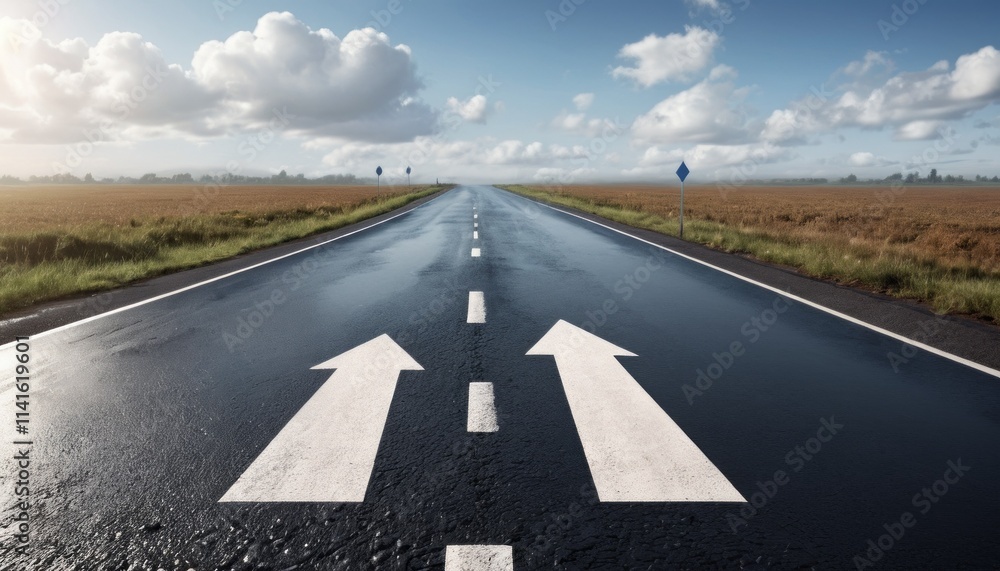 Fototapeta premium the road with letter start and 2025 on asphalt. start new life in new year 2025 concept