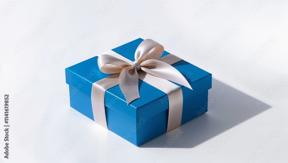 blue gift box with ribbon isolated on white background cutout blue gift box with ribbon isolated on white background cutout