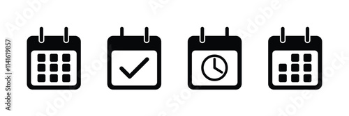 Calendar icons set. Set of calendar symbols. Time management icon. Date time month planner organizer symbol vector illustration design.