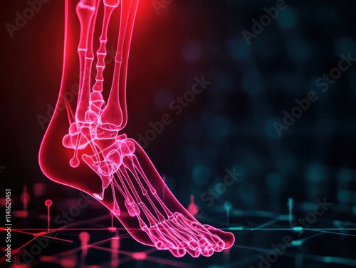 Monochrome foot with red highlighted big toe medical imagery representing injury, pain, or swelling in a clean clinical style photo