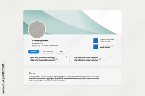 Linkedin banner mockup, wave abstract cover profile mockup presentation template