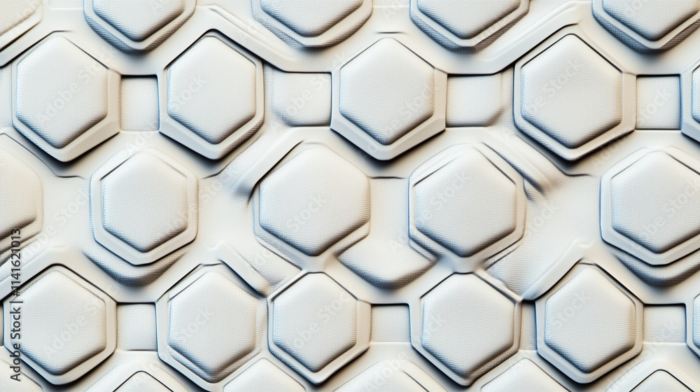 Fototapeta premium Modern Tech-Inspired Geometric Pattern of Clean White and Gray Hexagons with Crisp Edges.