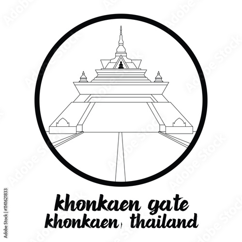 Circle Icon Khonkaen Gate. Vector Illustration
