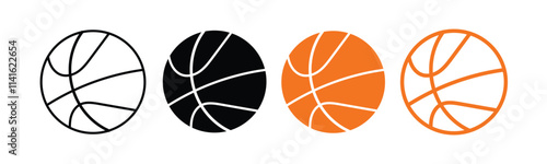 Basketball ball icons set. Basketball ball isolated icon. Black ,orange basketball symbols. Vector illustration.