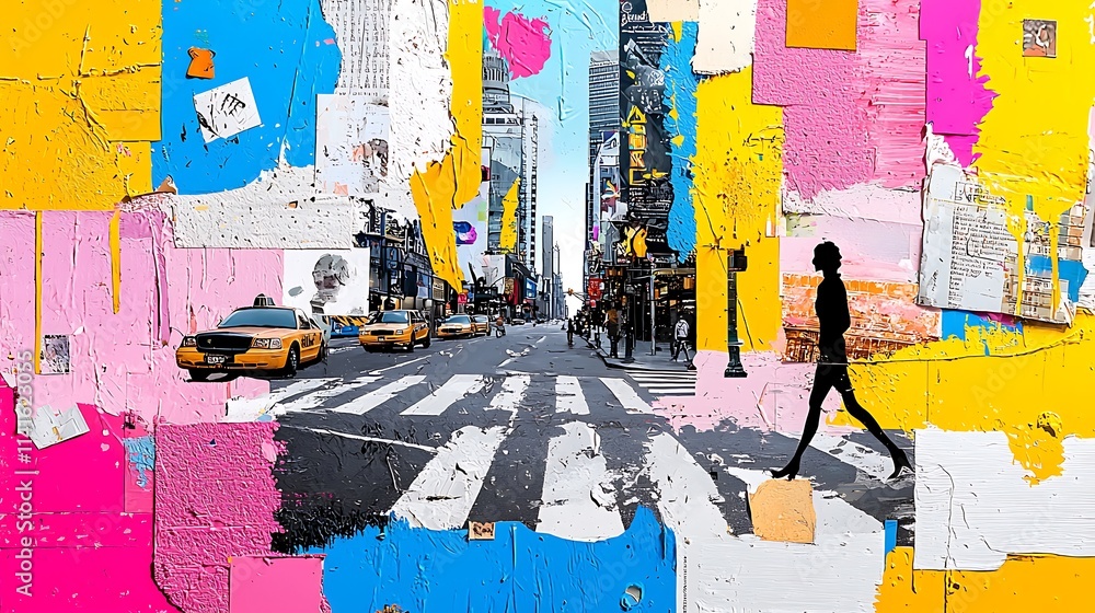 Fototapeta premium NYC Street Scene Pop Art Collage Urban City Life
