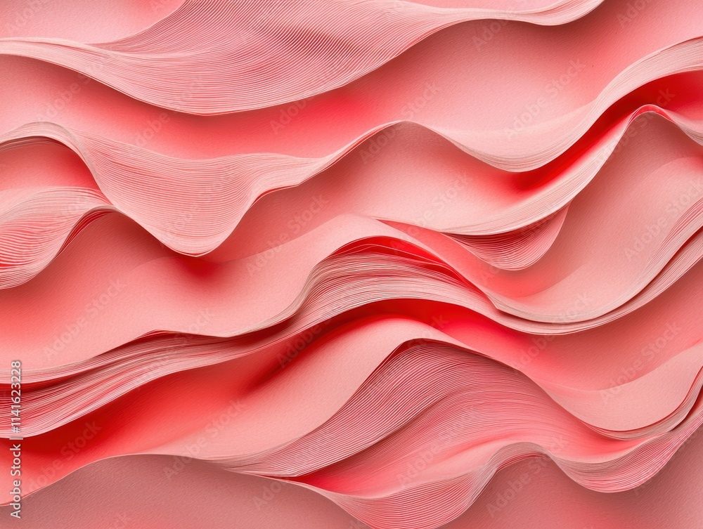 Shimmering red paper folds soft lighting and abstract curves ideal for premium branding backgrounds Shimmering red paper folds soft lighting and abstract curves ideal for premium branding backgrounds