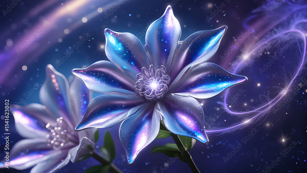 jasmine flower in cosmic background, created by generative AI jasmine flower in cosmic background, created by generative AI