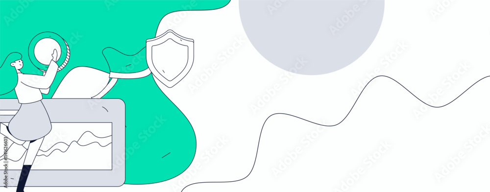 Fototapeta premium Internet financial management investment flat vector concept operation hand drawn illustration 