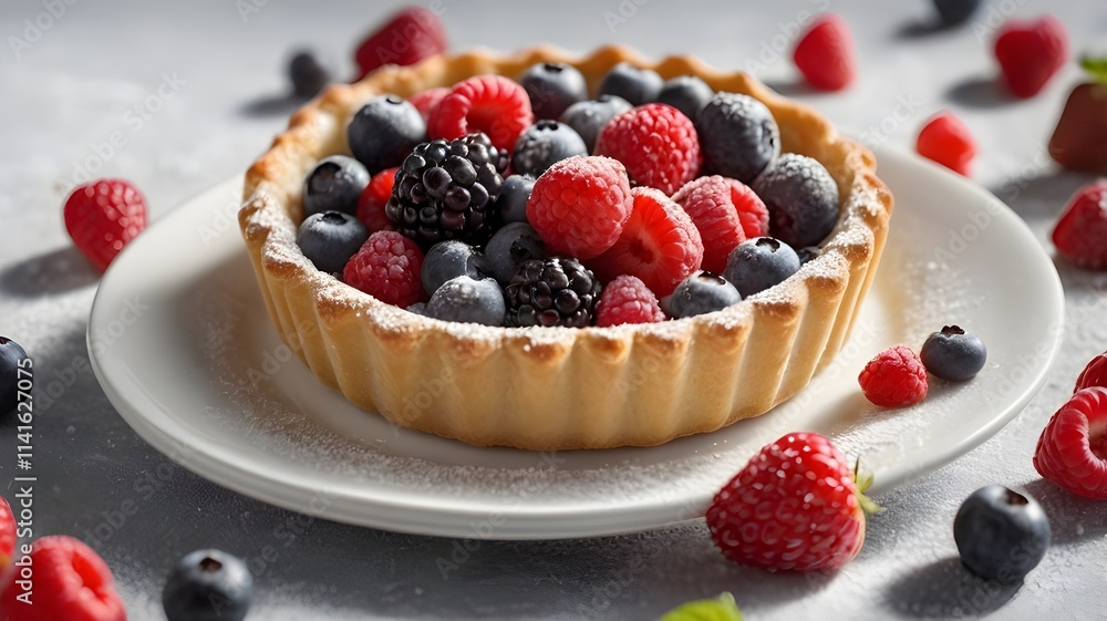 /imagine: A delicate dessert tart filled with glossy, fresh berries, arranged perfectly on a white ceramic plate with powdered sugar sprinkled around. --ar 3:2 --v 4
/imagine: A delicate dessert tart filled with glossy, fresh berries, arranged perfectly on a white ceramic plate with powdered sugar sprinkled around. --ar 3:2 --v 4