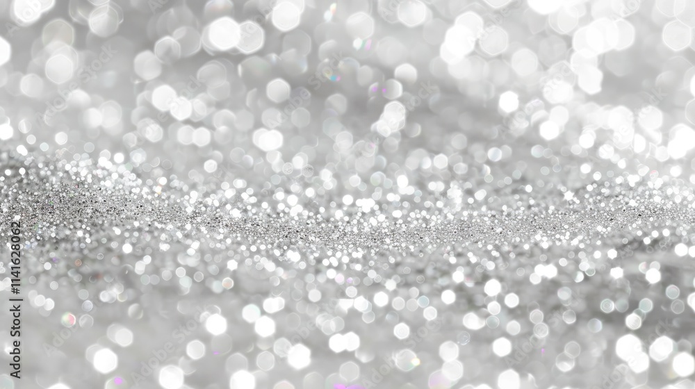 A shimmering silver background with soft bokeh effects, ideal for festive designs. A shimmering silver background with soft bokeh effects, ideal for festive designs.