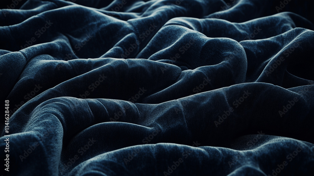 Rich Navy Velvet Texture with Graceful Folds and Shadows, Perfectly Capturing Elegance and Refinement. Rich Navy Velvet Texture with Graceful Folds and Shadows, Perfectly Capturing Elegance and Refinement.