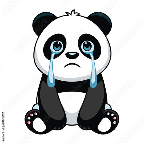 Panda crying vector Stock Illustration isolated Emoji character cartoon sad and frustrated , tears sticker emoticon for site, info graphic, animation, websites, mails, newsletters, report, comic