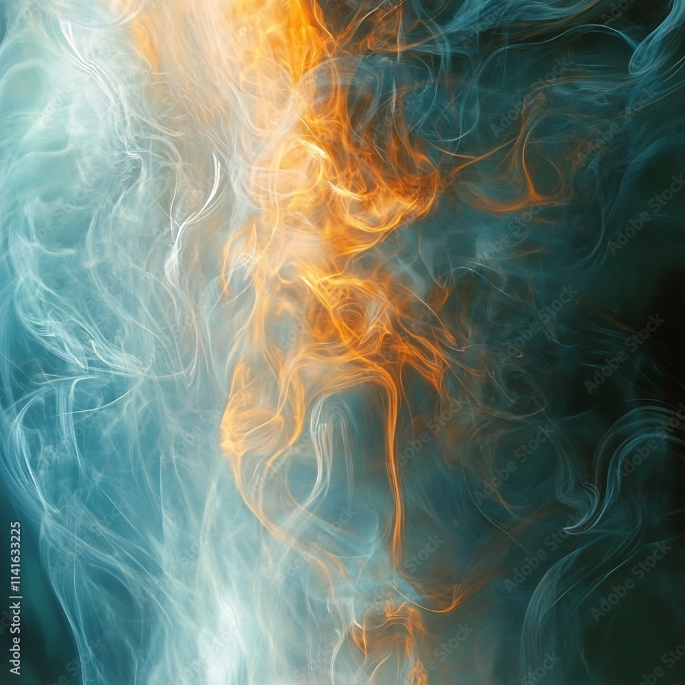 Fototapeta premium Mesmerizing Swirling Abstract Smoke Patterns in Fiery Hues and Ethereal Atmosphere